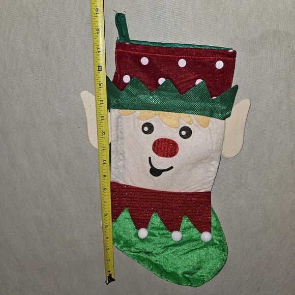 Elf Santa's Helper Handmade Felt Christmas Stocking Holiday Decor Never Used - Picture 2 of 5